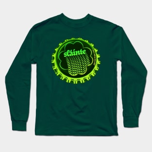 Sláinte Shamrock Bottle Cap Long Sleeve T-Shirt